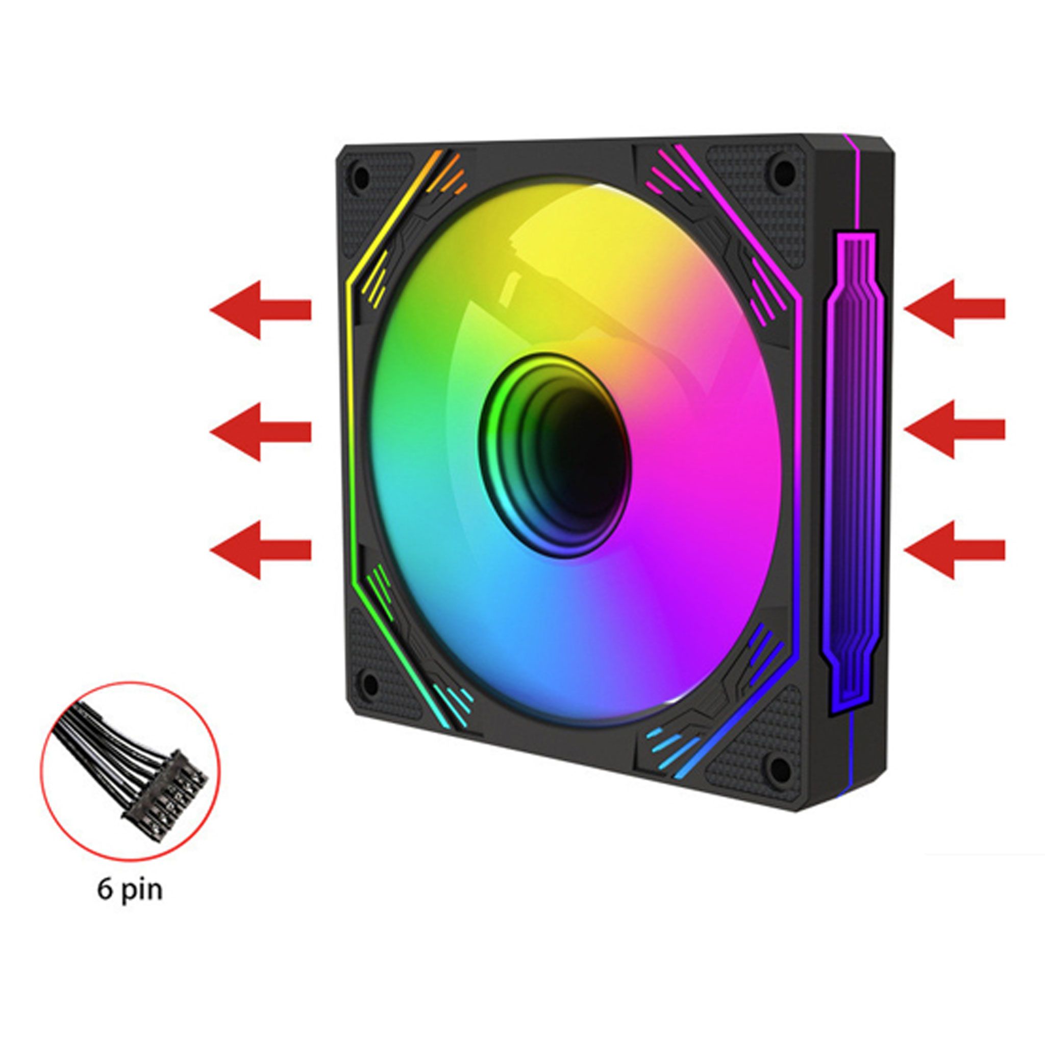 Fan Case Redmoon F3 - Đen | Kit 5 Fan Led RGB, kèm sẵn HUB và Remote