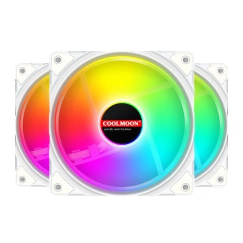 Quạt tản nhiệt PC Coolmoon S6 ARGB | Fan lẻ 120mm, ARGB, Trắng