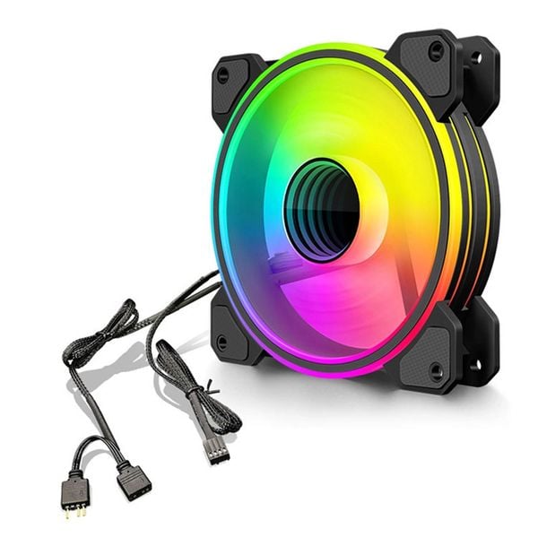  Quạt tản nhiệt PC Coolmoon WF1 | Kit 5 fan 120mm, RGB, Đen 