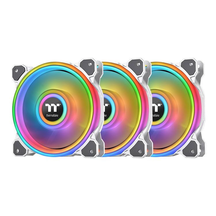 Fan Case Thermaltake Riing Quad 12 RGB Radiator Fan TT Premium Edition - Trắng | Kit 3 fan, bao gồm HUB (CL-F100-PL12SW-A)