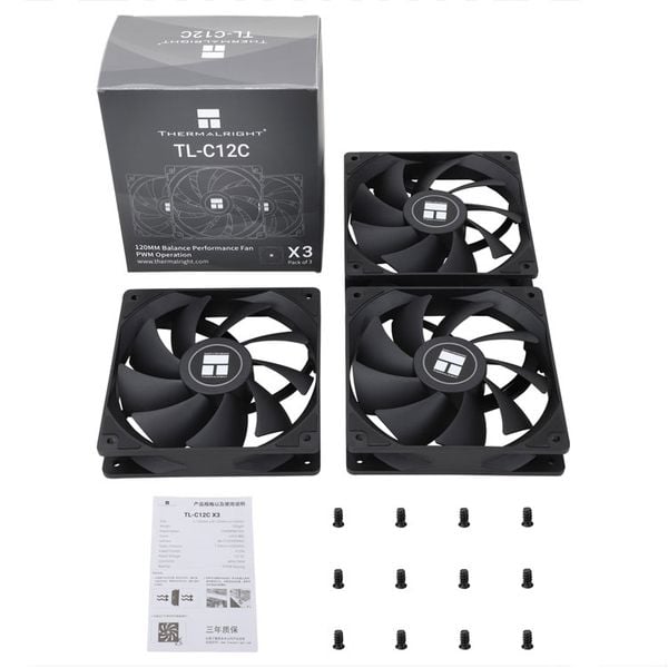  Fan Case Thermalright TL-C12C X3 Đen | Bộ 3 Fan 