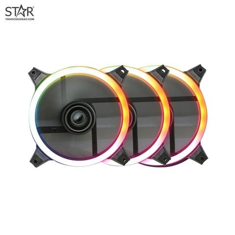 Quạt tản nhiệt PC Hollo | Kit 2 Fan 120mm, RGB, Đen