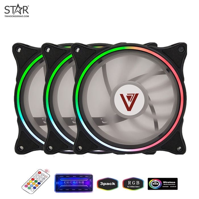 Fan Case VSP V206B RGB 12cm Pack 3 Fan (Hub + Remote)