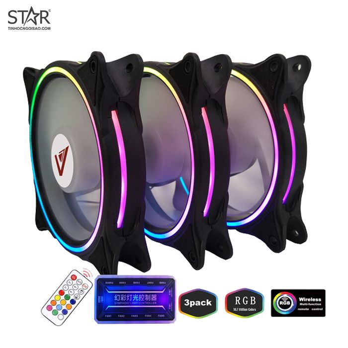 Fan Case VSP V206B RGB 12cm Pack 3 Fan (Hub + Remote)