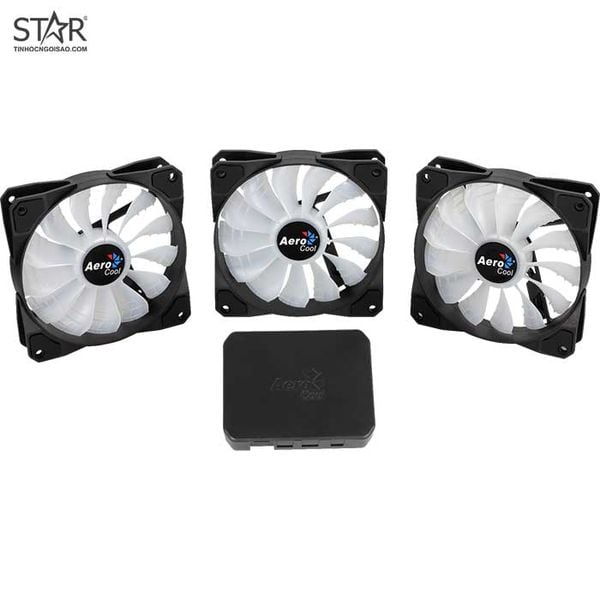  Quạt tản nhiệt PC Aerocool P7‑F12 PRO | Kit 3 fan 120mm, ARGB, Đen 