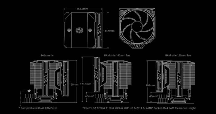 Tản Nhiệt CPU Cooler Master MasterAir MA624 Stealth ARGB (MAM-D6PS-314PK-R1)