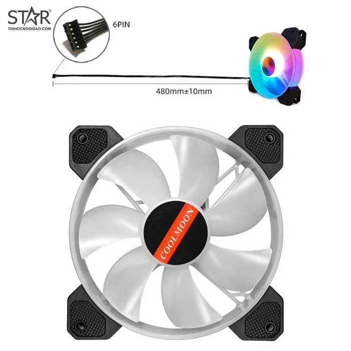 Fan Case Coolmoon Y1 LED RGB 12cm Pack 6 Fan (Hub + Remote)