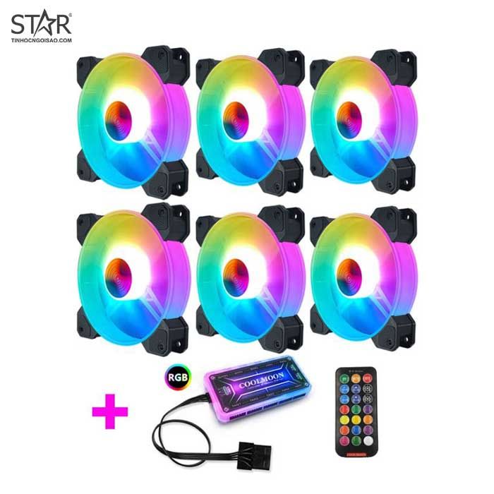 Fan Case Coolmoon Y1 LED RGB 12cm Pack 6 Fan (Hub + Remote)