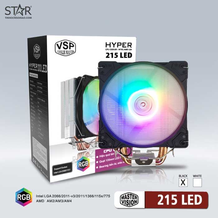 Tản Nhiệt CPU VSP 215 Led RGB (Đen)