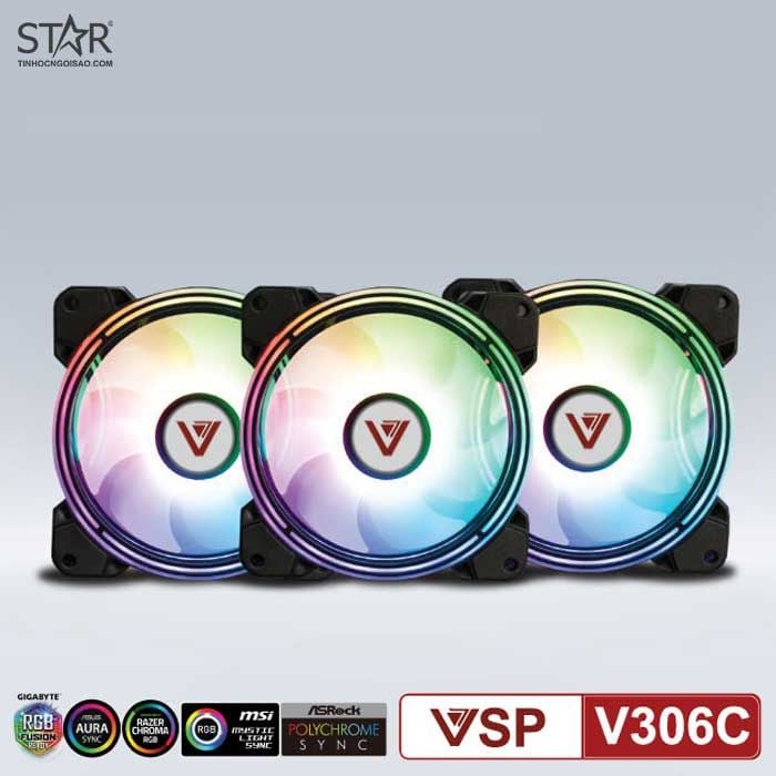 Fan Case VSP V306C ARGB 12cm Pack 3 Fan (Hub + Remote)