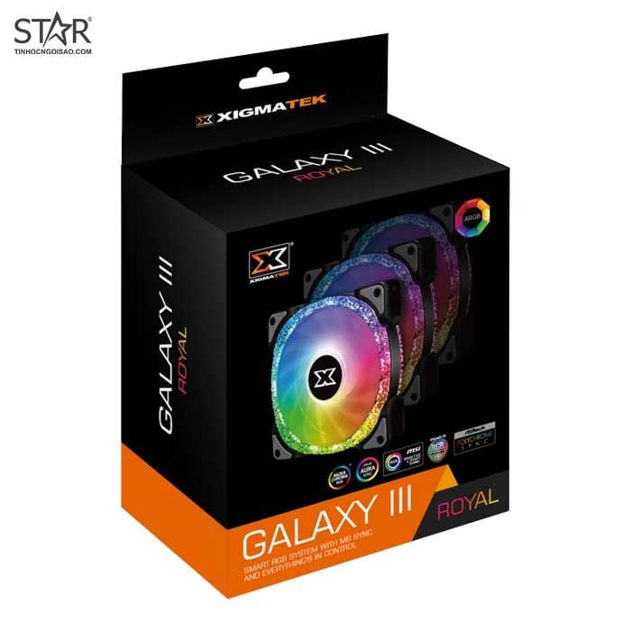 Fan Case Xigmatek Galaxy III Royal BX120 ARGB (EN46119) Pack 3 Fan