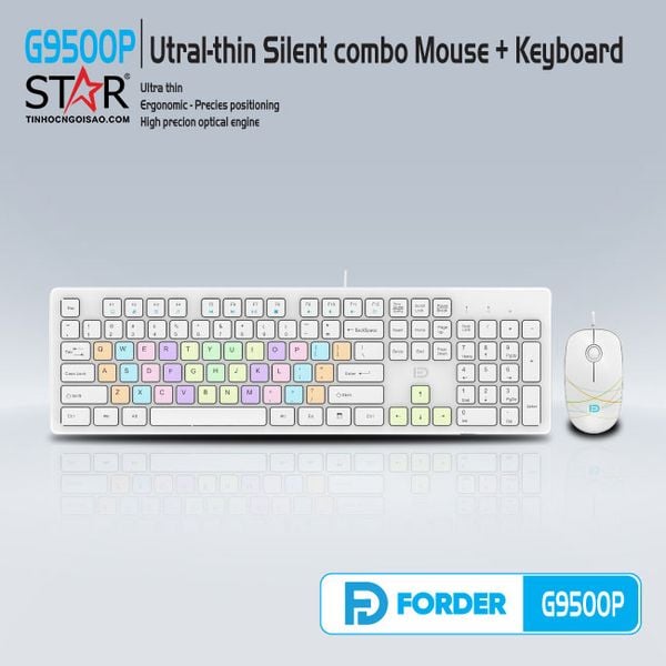  Combo phím chuột giả cơ gaming FD G9500P | Có dây, Fullsize, Membrane, RGB Rainbow, White 