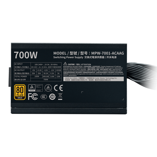 Nguồn máy tính CoolerMaster G700 Gold (Cáp Liền) (MPW-7001-ACAAG) | Non Modular, ATX 