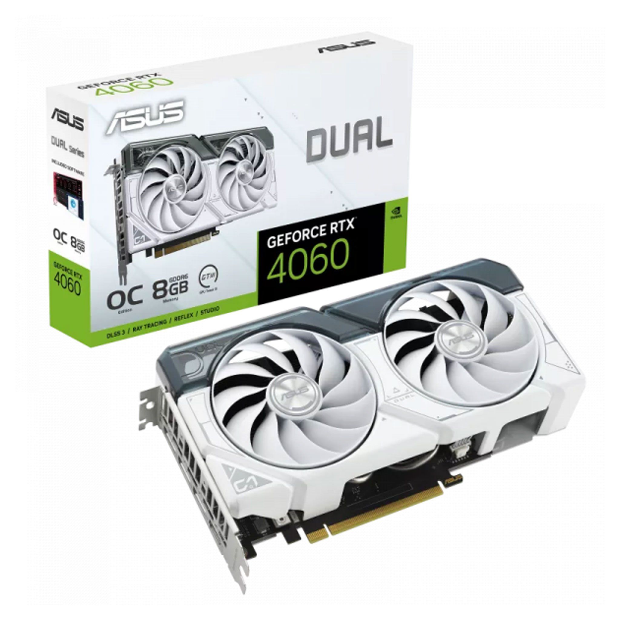 Card màn hình VGA ASUS Dual GeForce RTX 4060 White OC Edition 8GB GDDR6 (DUAL-RTX4060-O8G-WHITE)