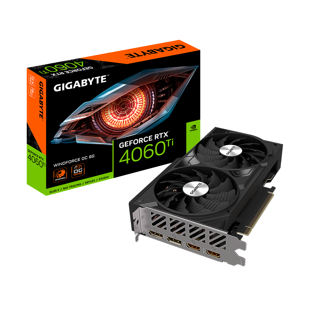 Card màn hình VGA Gigabyte GeForce RTX 4060 Ti WindForce OC 8G (GV-N406TWF2OC-8GD)