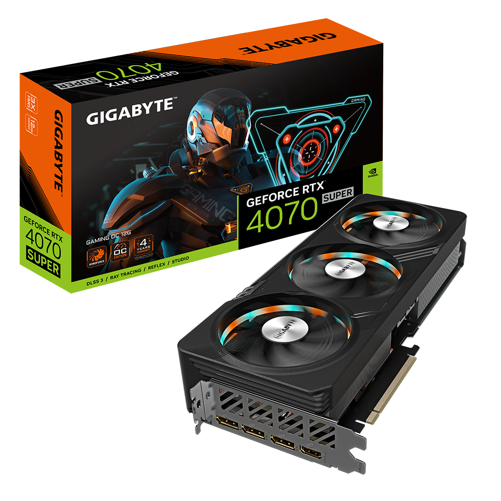 Card màn hình VGA GIGABYTE GeForce RTX 4070 SUPER GAMING OC 12G (GV-N407SGAMING OC-12GD)