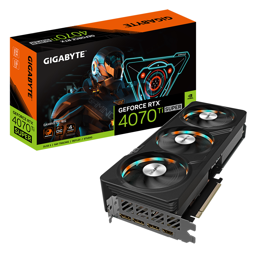 Card màn hình VGA GIGABYTE GeForce RTX 4070 Ti SUPER GAMING OC 16G (GV-N407TSGAMING OC-16GD)