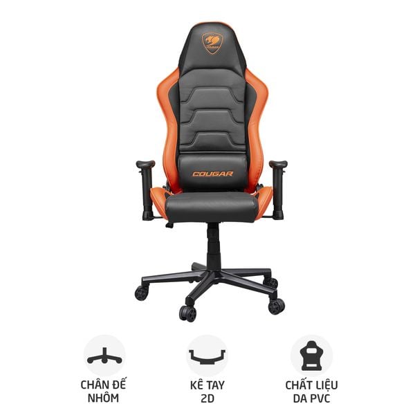  Ghế gaming COUGAR Armor Air | Đen, 120kg, Chân xoay, Lưng vải (CHRCR-ARMOR-AIR) 