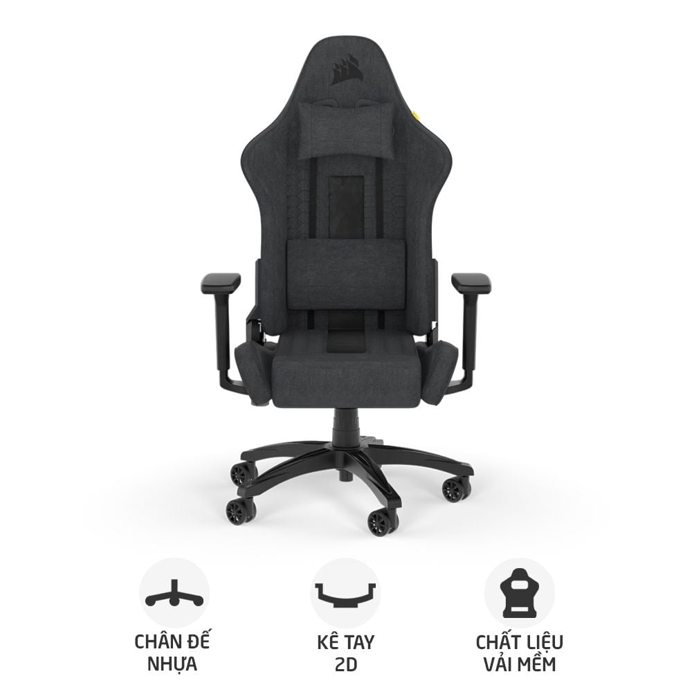 Ghế Gaming Corsair TC100 RELAXED Fabric | Xám (CF-9010052-WW)