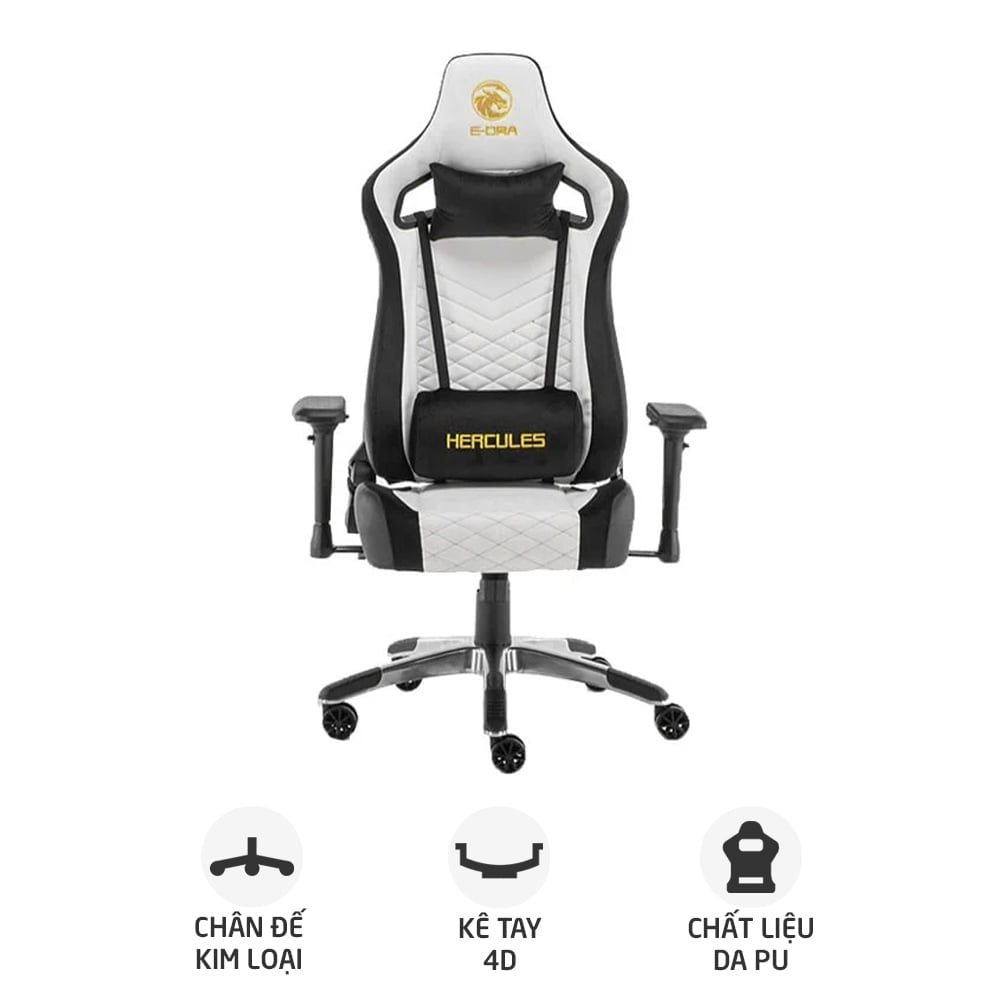 Ghế Gaming E-Dra Hercules EGC203 Pro | Trắng Đen