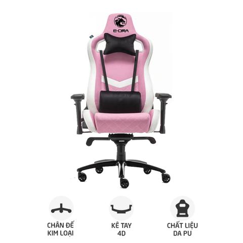 Ghế gaming E DRA IRIS EGC228 | Hồng, 120kg, Chân xoay, Da PU
