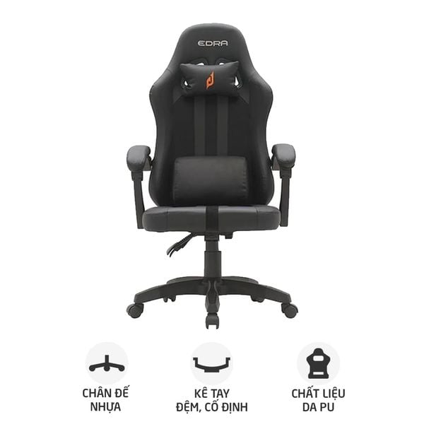  Ghế gaming E DRA Yummy EGC232 V2 | Đen, 150kg, Chân xoay, Da PU 