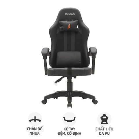 Ghế Gaming E-Dra Yummy EGC232 V2, Chân Xoay, Màu Đen. 