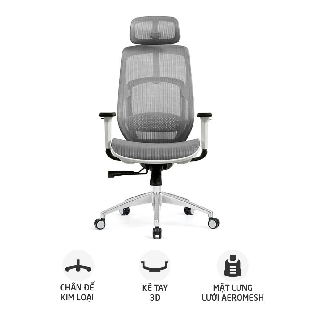 Ghế công thái học Ergonomic HyperWork Airy | Trắng