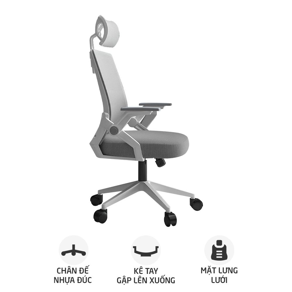 Ghế công thái học Ergonomic TMS04 | Xám