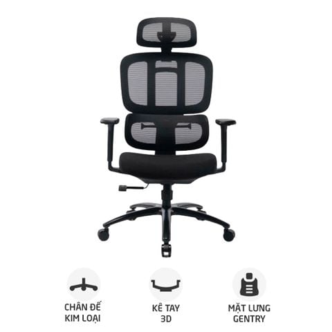 Ghế Warrior Ergonomic Hero Series WEC509 Chân Xoay, Đen