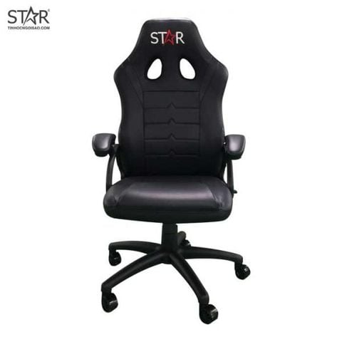 Ghế gaming OEM Star E100 | Đen trắng, 100kg, Chân xoay, Da PU, Không BOX, Ráp sẵn