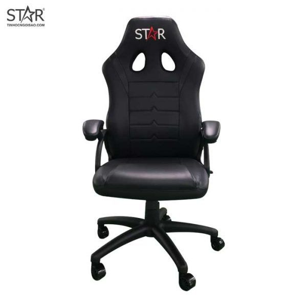 Ghế Gaming Star E100 | Đen, Chân xoay, Da PU, Logo STAR