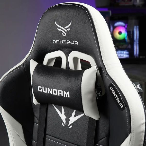  Ghế gaming CENTAUR Gundam Universe | Đen trắng, 150kg, Chân xoay, Da PU 