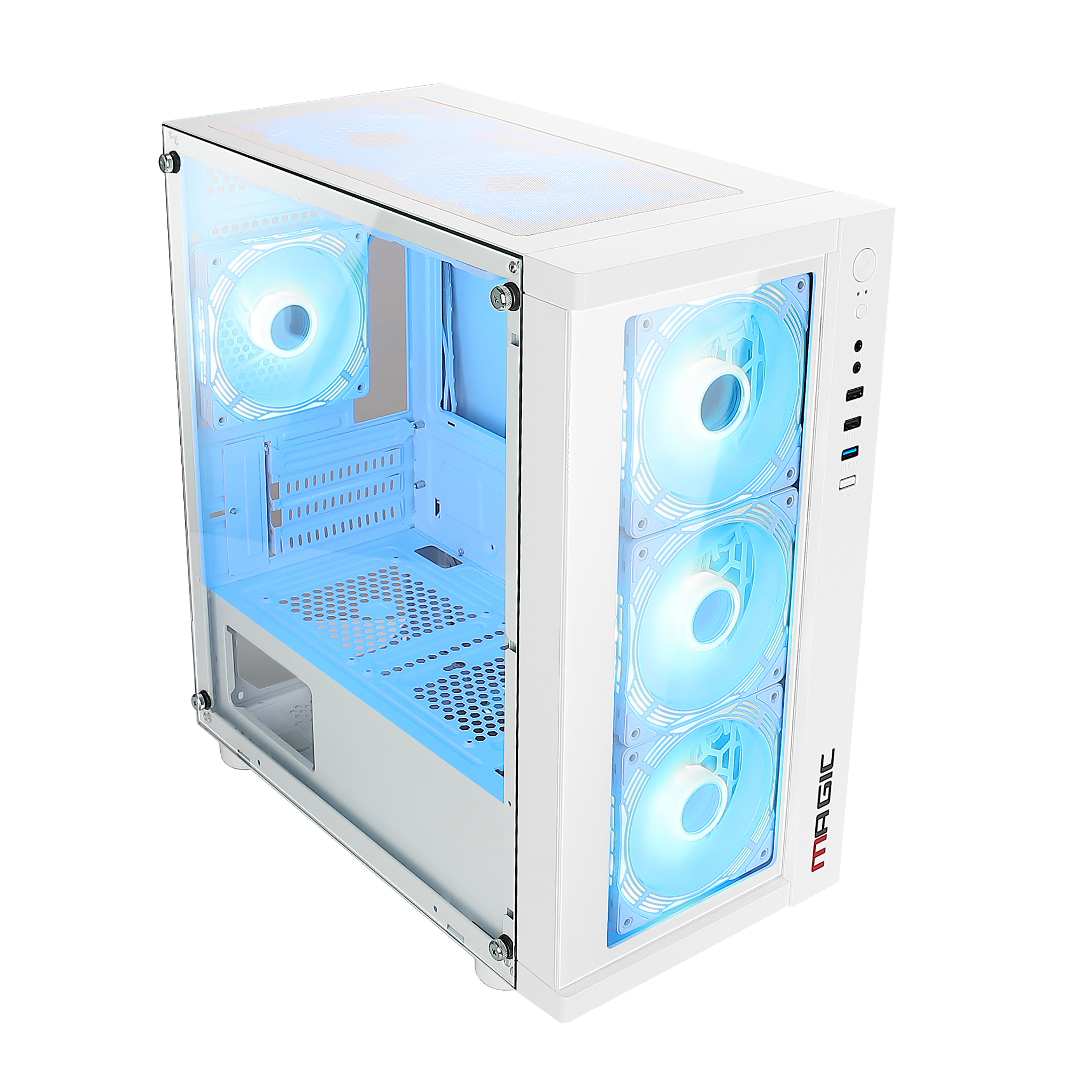 Thùng máy Case Magic GM-01 White | m-ATX, sẵn 4 fan RGB