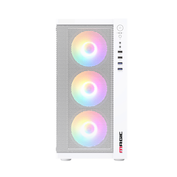  Thùng máy Magic GM-01 Mesh - Trắng | Micro ATX, Sẵn 4 fan RGB 