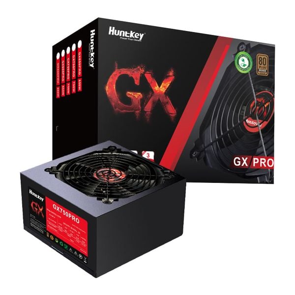  Nguồn máy tính HuntKey GX750 Pro 80 Plus Bronze (230V) - Đen | Non Modular, ATX 