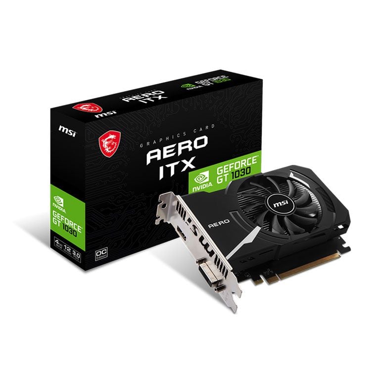 Card màn hình VGA MSI GeForce GT 1030 AERO ITX 4GD4 OC (4GD4, 64-bit, DVI+HDMI)