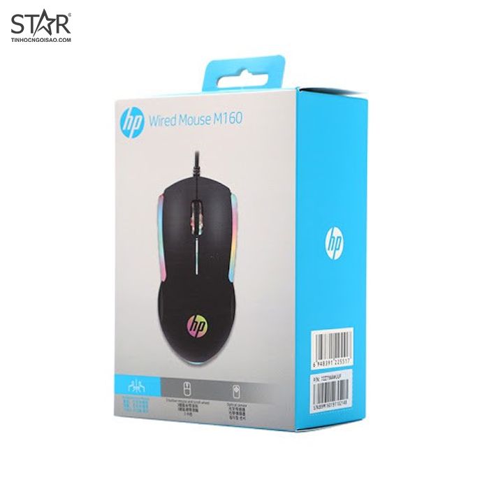 Chuột HP M160 Gaming RGB | Đen, USB