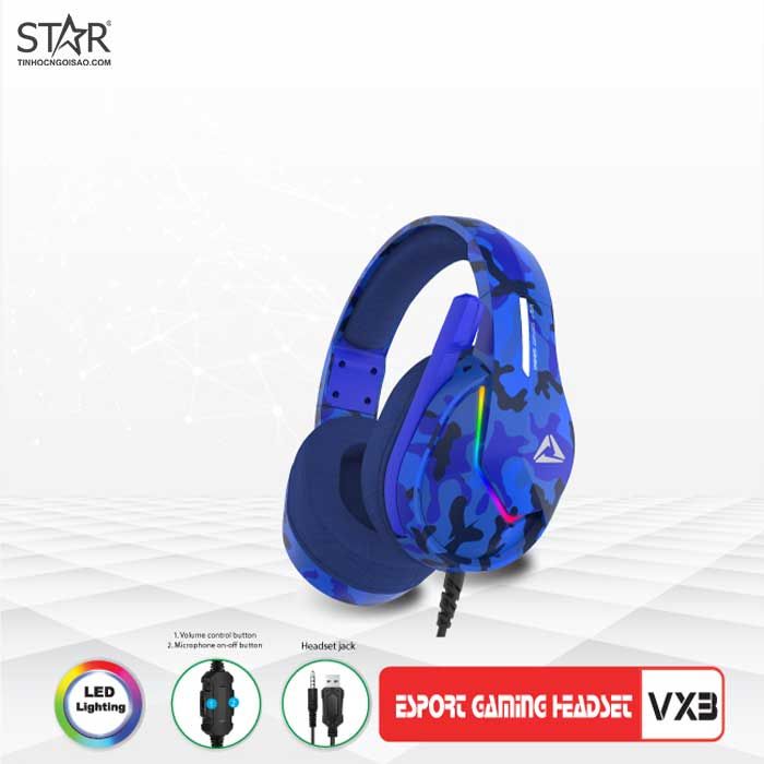 Tai Nghe VSP Esport Gaming VX3 RGB (Xanh Dương)