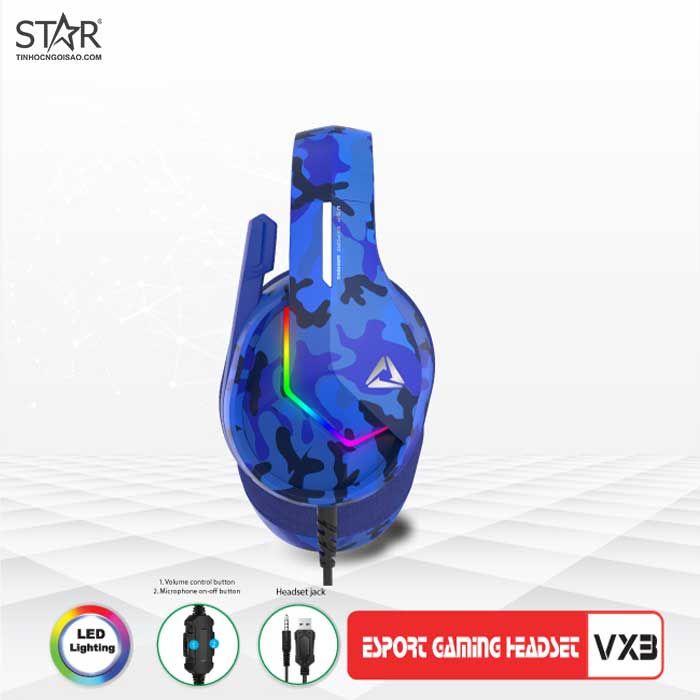 Tai Nghe VSP Esport Gaming VX3 RGB (Xanh Dương)