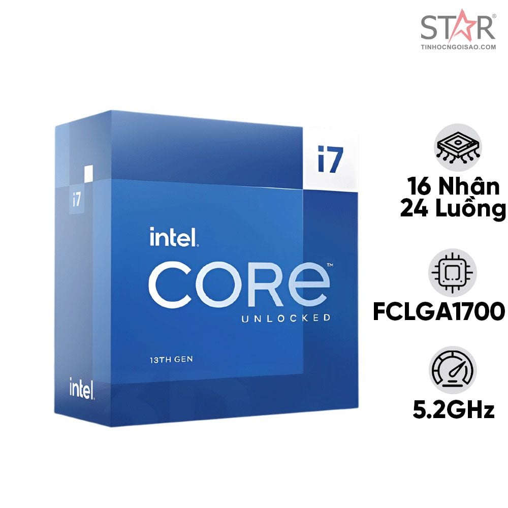 CPU Intel Core I7 13700 | LGA1700, Turbo 5.20 GHz, 16C/24T, 30MB, TRAY, Không Fan