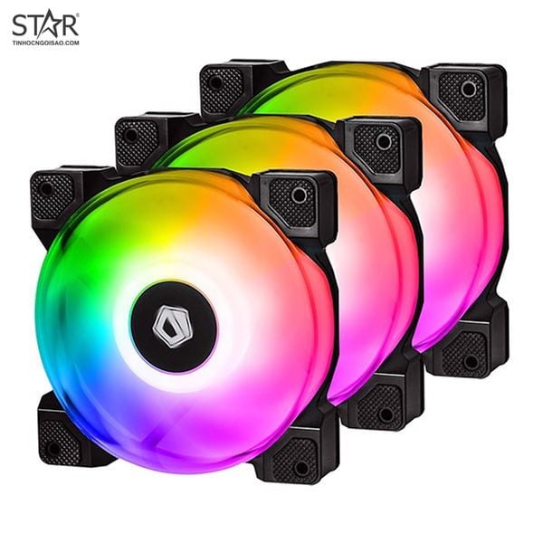 Quạt tản nhiệt PC ID-COOLING DF-12025-ARGB Trio | Kit 3 fan 120mm, ARGB, Đen 