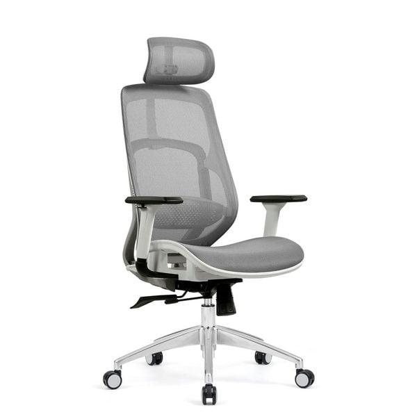  Ghế công thái học HYPERWORK Airy | Trắng, 120kg, Chân xoay, Lưng lưới 