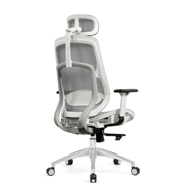 Ghế công thái học HYPERWORK Airy | Trắng, 120kg, Chân xoay, Lưng lưới 
