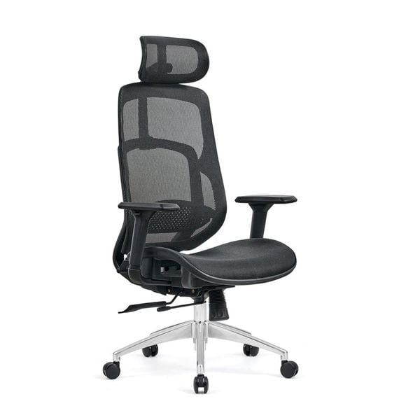 Ghế công thái học HYPERWORK Airy | Đen, 120kg, Chân xoay, Lưng lưới 