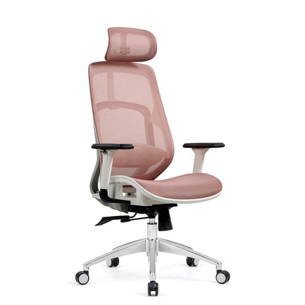  Ghế công thái học HYPERWORK Airy | Hồng, 120kg, Chân xoay, Lưng lưới 