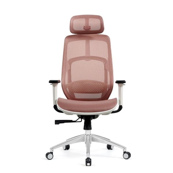  Ghế công thái học HYPERWORK Airy | Hồng, 120kg, Chân xoay, Lưng lưới 