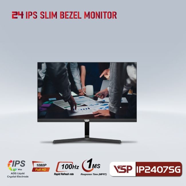 Màn hình Gaming VSP IP2407SG | 23.8 inch, Full HD, IPS, 100Hz, 1ms, phẳng