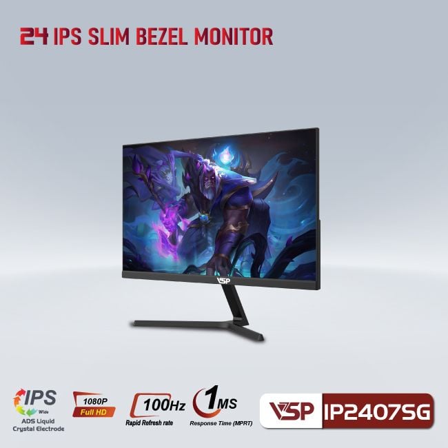 Màn hình Gaming VSP IP2407SG | 23.8 inch, Full HD, IPS, 100Hz, 1ms, phẳng