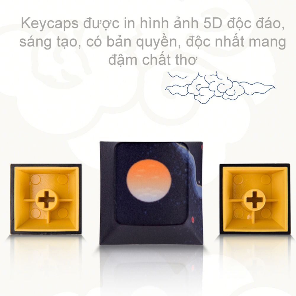 Bàn Phím Cơ Không Dây Dual Mode Newmen GM1000 (Tiên Hạc | Trăng & Mây), KailhBox White Switch